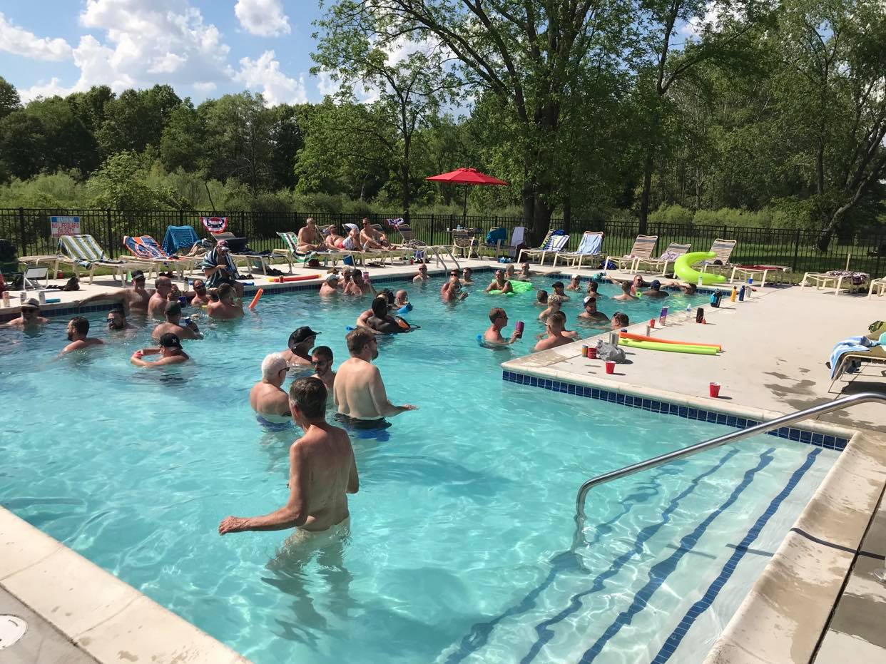 Members enjoying the heated pool at CreekRidge Campground in Stockbridge, Michigan.